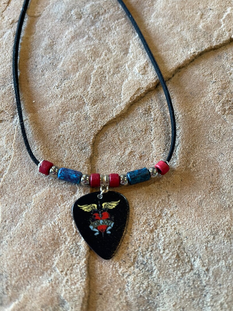 Rock and Roll Guitar Pick Necklace, 70 Bands to choose from Rock and Roll Guitar Pick Necklace, 70 Bands to choose from